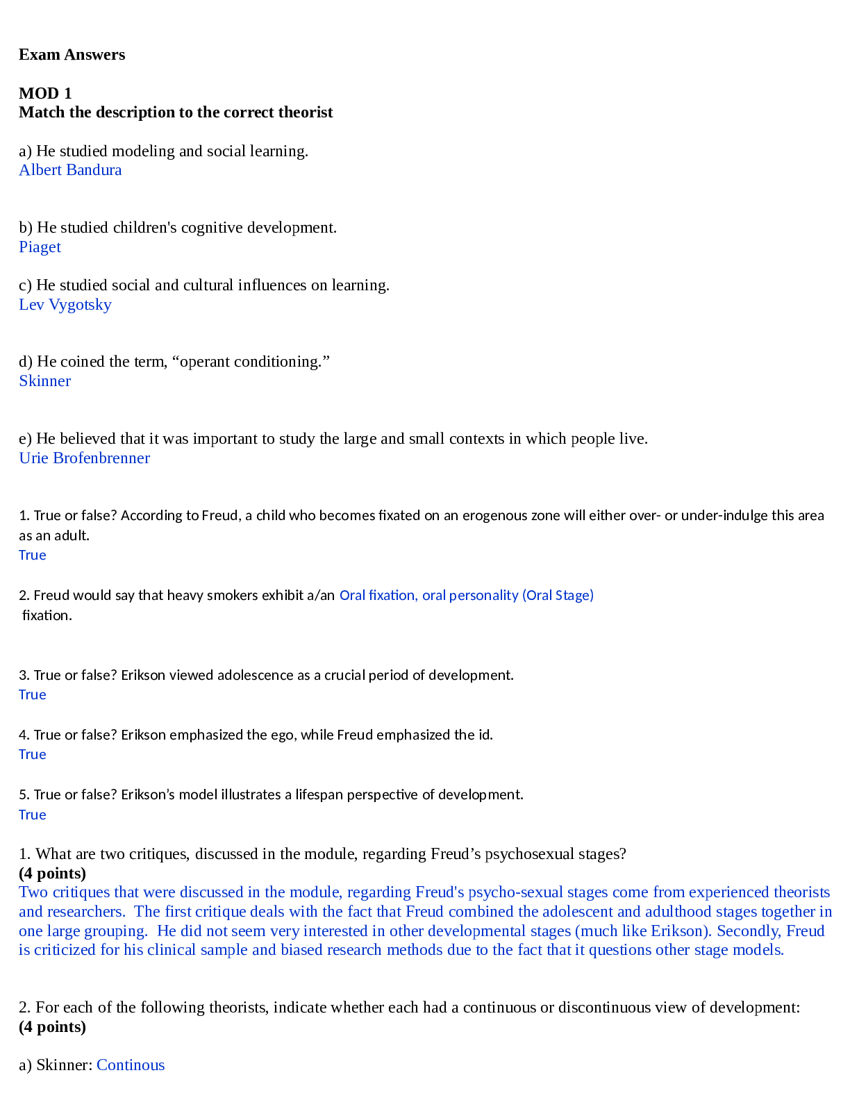 Preview of PSY 101 Exam Answers for all Modules- PORTAGE LEARNING